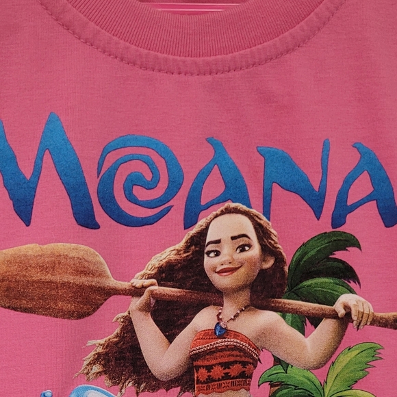 GIRLS SIZE 4 Pink Moana T-shirt - Picture 3 of 5